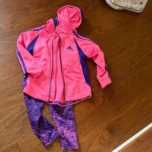 Adidas Kids Pink and Purple Hoodie Set